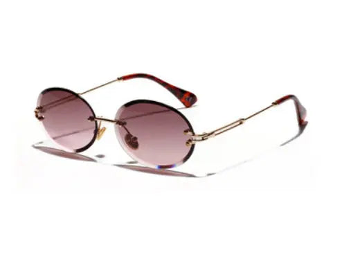 Women Oval crystal glasses eye ear ladies Rimless null