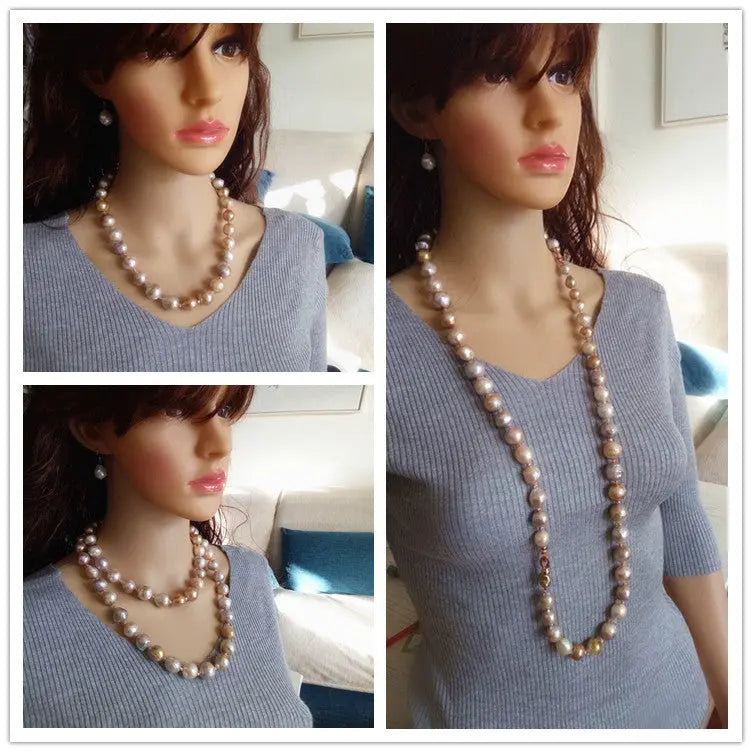 Pure Natural Oversized Pearl Long Necklace Personality Luxurious null