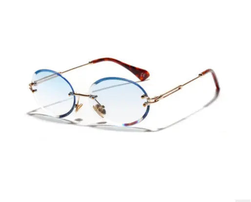 Women Oval crystal glasses eye ear ladies Rimless null