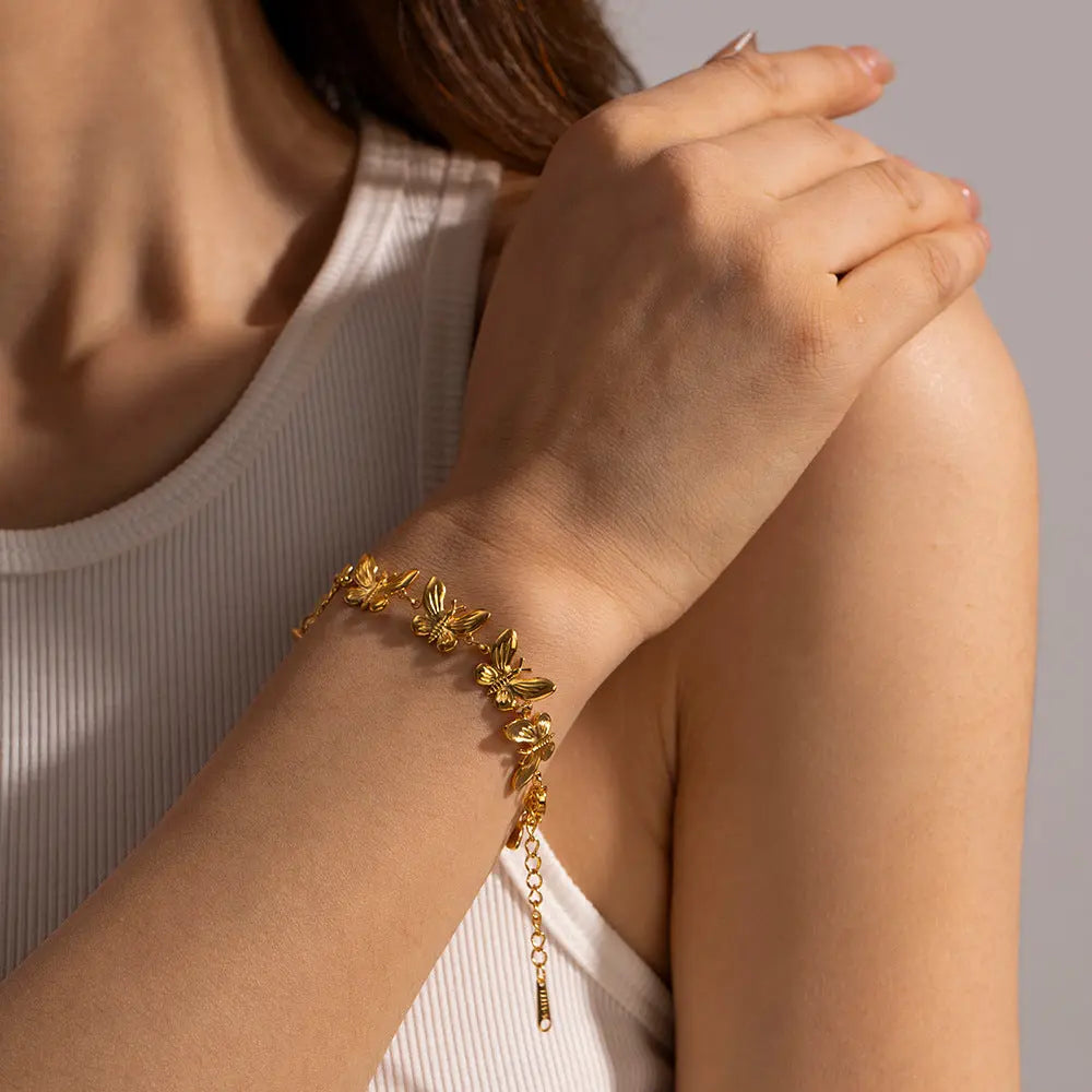 Fashionable All-Match Europe And America Cross Border Stainless Steel Butterfly Bracelet For Women Luxury Dainty Bracelets Jewelry null