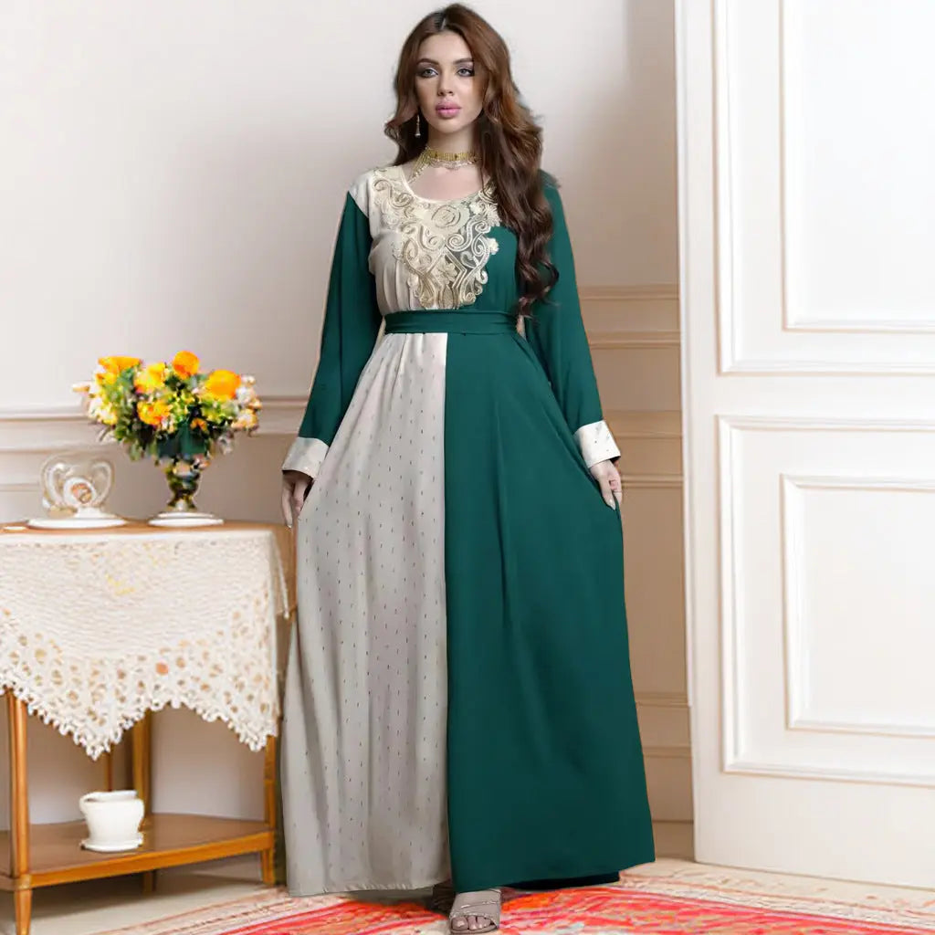 Embroidery Applique Muslim Tunic Robe Dress null