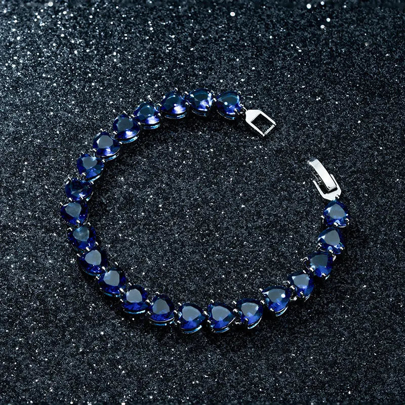Blue Heart-shaped Zircon Bracelet Light Luxury null