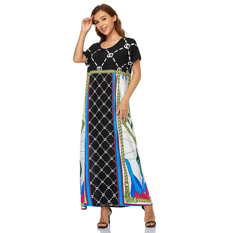 Muslim Women's Dress Short Sleeve Loose Hem null