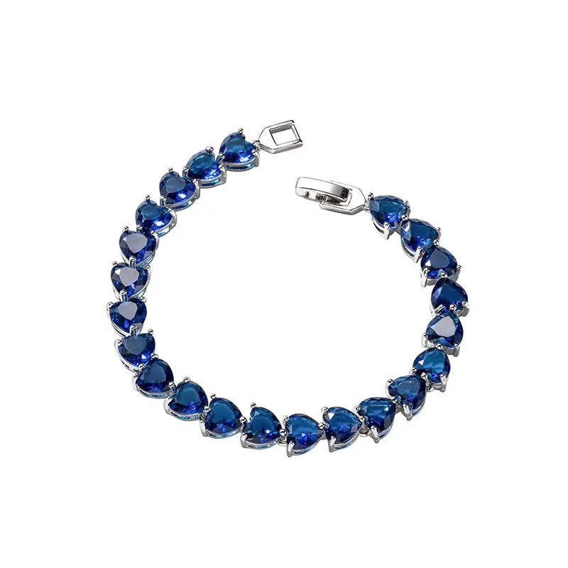 Blue Heart-shaped Zircon Bracelet Light Luxury null