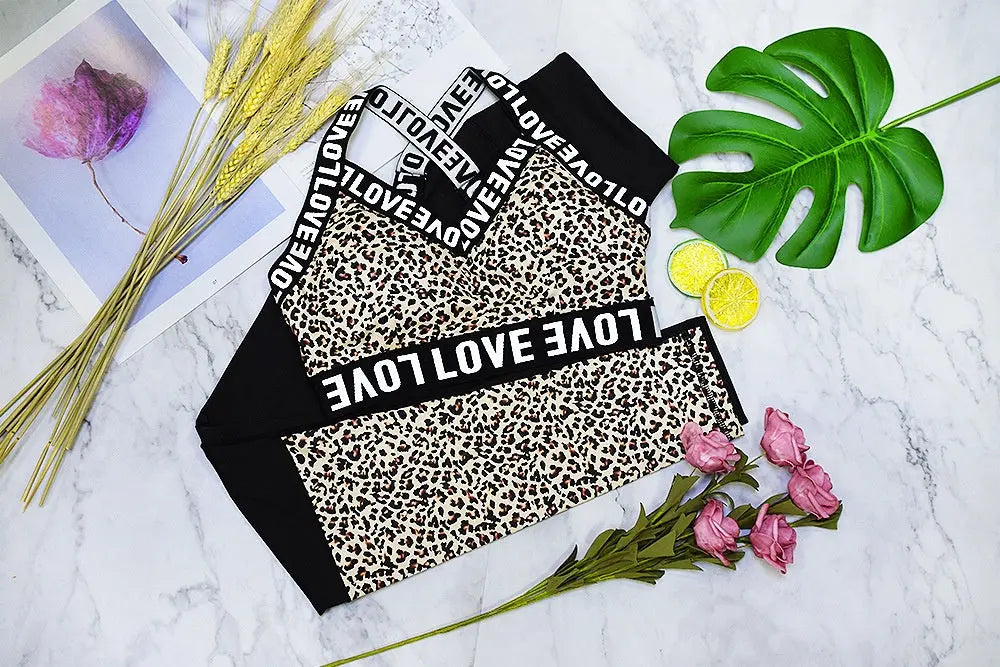 Leopard print yoga set sports yoga fitness set null