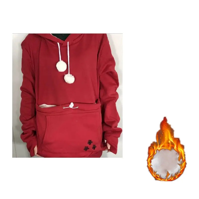 Cute Hoodies Pullover Sweatshirts With Pet Pocket For Cat Clothes Winter Women - Nadastore womens fashion
