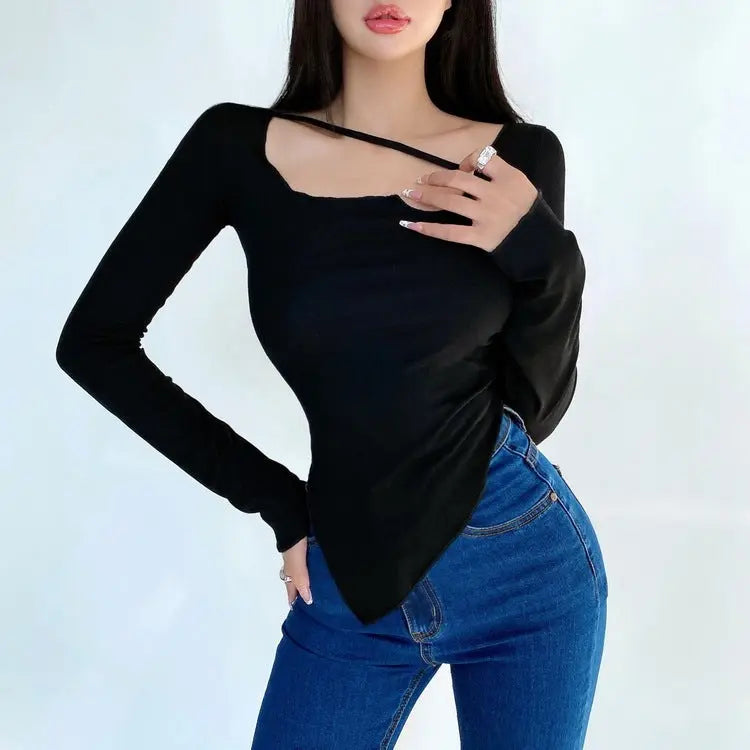 Small Slim Irregular Thin Blouse T-shirt null