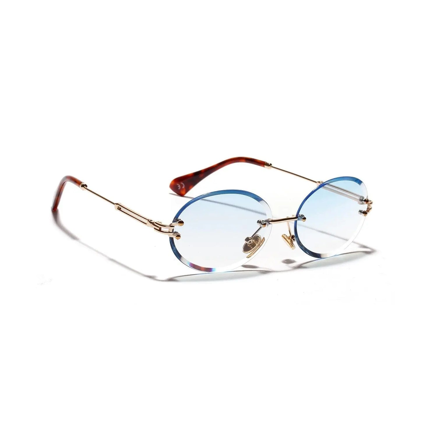 Women Oval crystal glasses eye ear ladies Rimless null