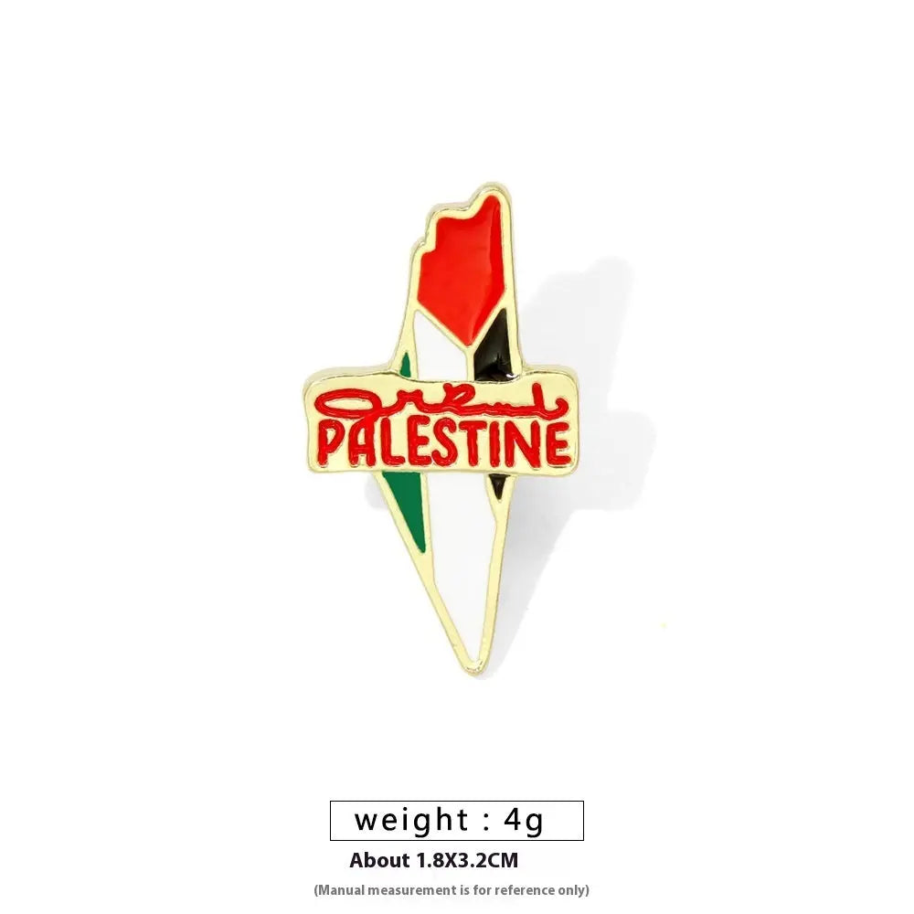 Free Palestine Flag Brooch Gold Badge Clothes Accessories Pin null