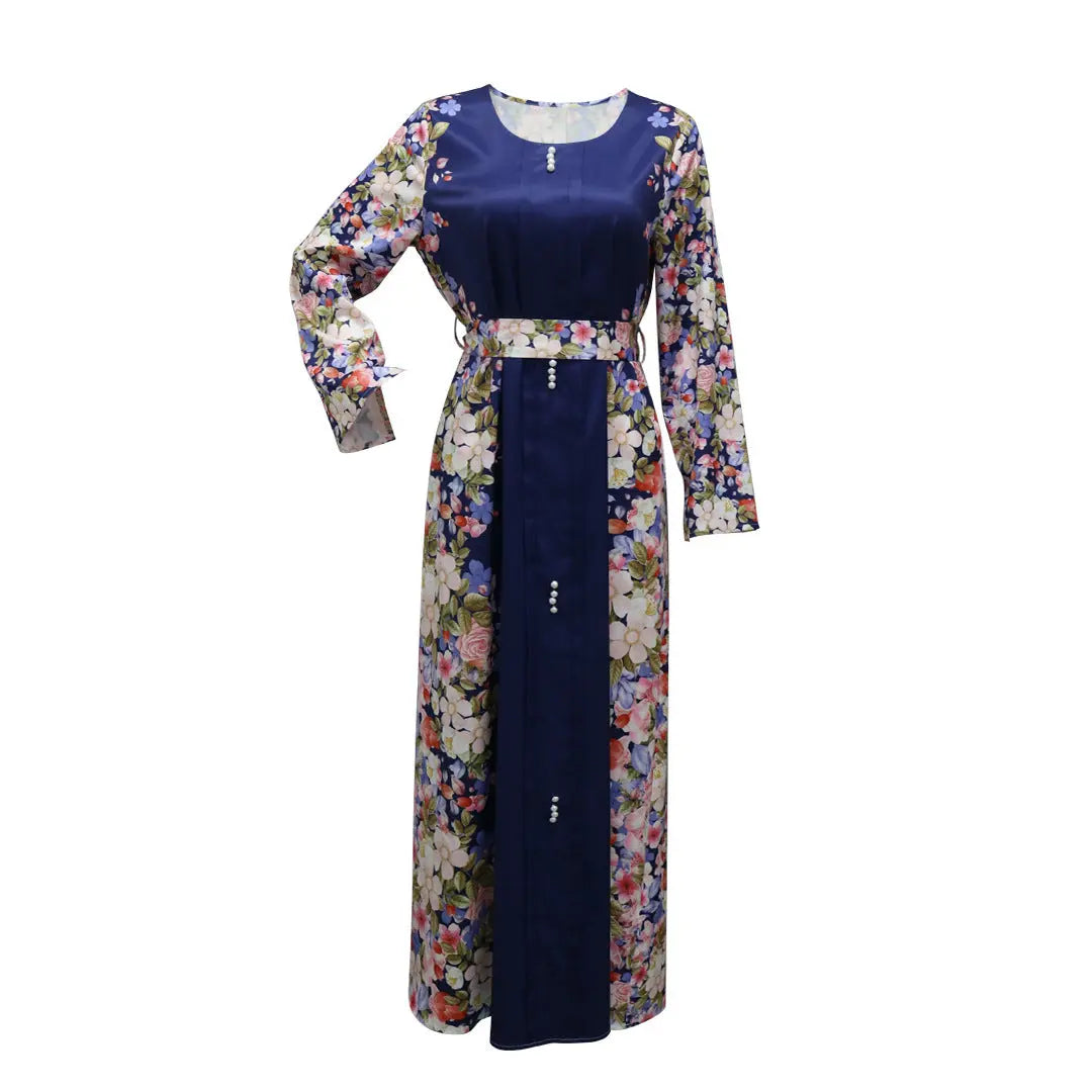 Middle East Print Dress Muslim Robe - Nadastore
