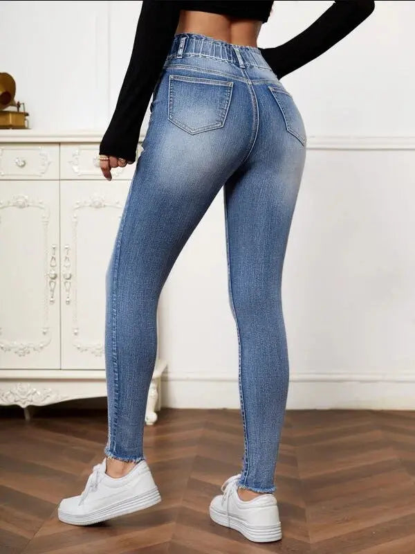 Women's New Fashion Jeans High Elastic Tight Jeans null