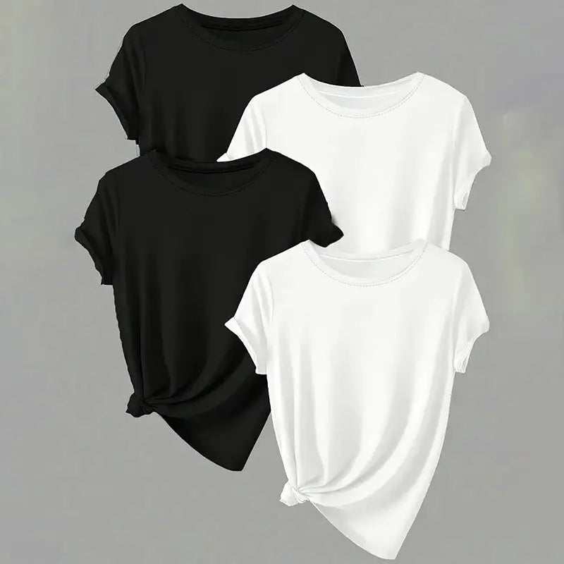 Short Sleeve Basic Tees Soft Crew Neck Trendy Summer Tops null