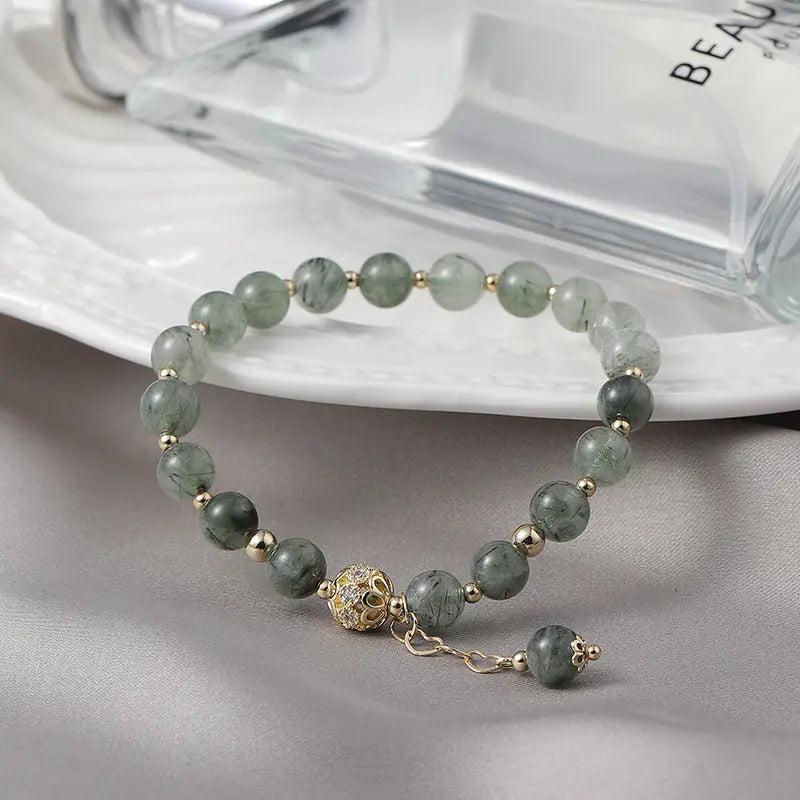 Tassel Light Luxury Green Hair Crystal Bracelet null