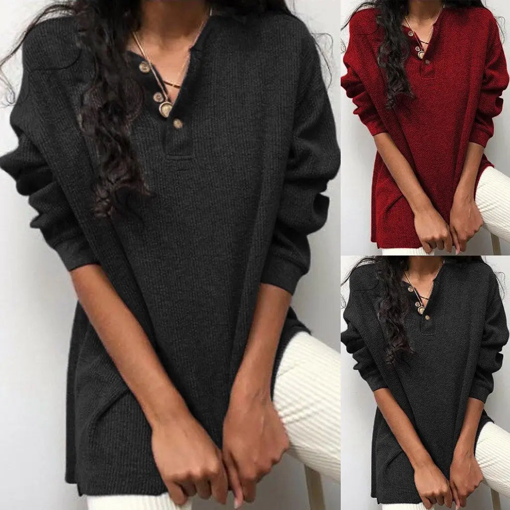 Woolen loose long-sleeved sweater - Nadastore womens fashion