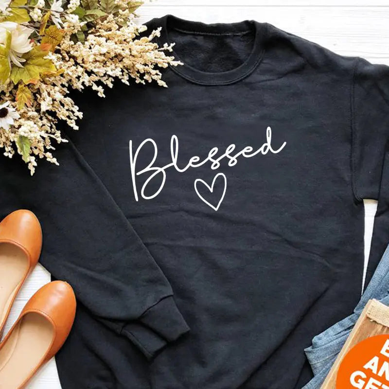 Long-sleeved sweater blessed love pattern European and American trend letters casual tops null