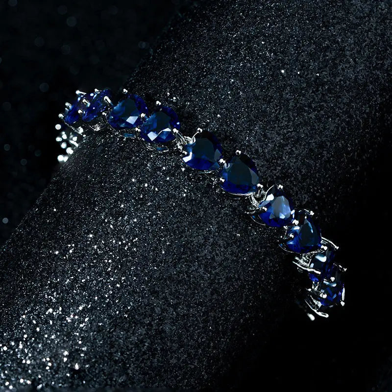 Blue Heart-shaped Zircon Bracelet Light Luxury null