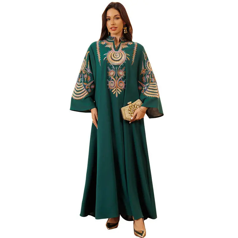 Women's Embroidered Rope Embroidered Muslim Pullover Dress null