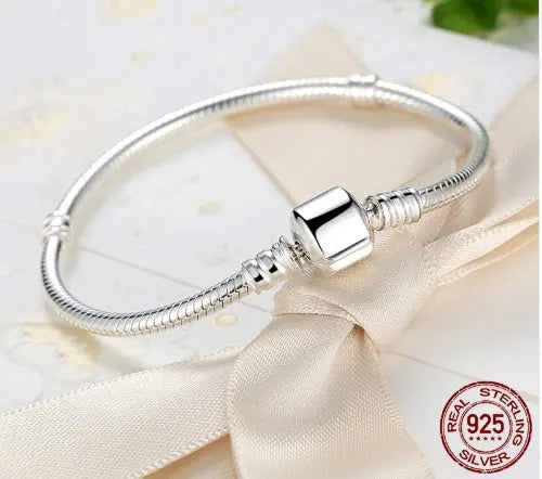 Luxury 100% 925 Sterling Silver Charm Chain Fit Original Bracelet Bangle for Women Authentic Jewelry Pulseira Gift XCHS902 null