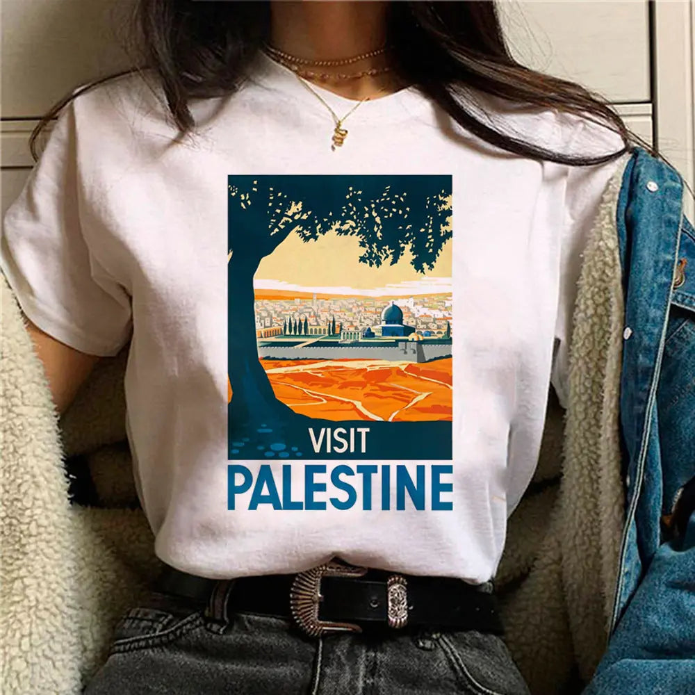 Palestine T-shirts Women Comic Japanese Tshirt Female Funny - Nadastore -Palestine T-shirts Women Comic Japanese Tshirt Female Funny