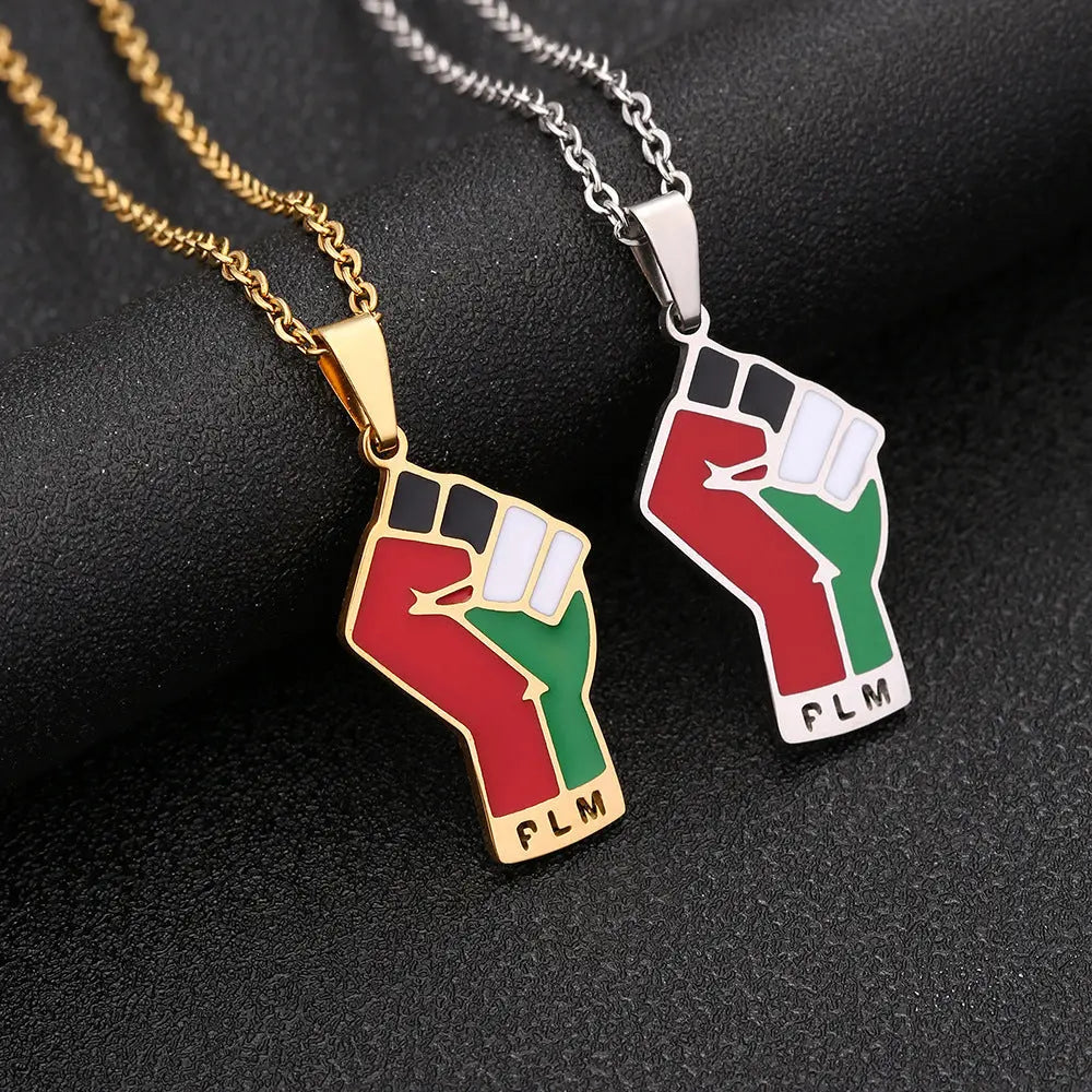 Stainless Steel Palestine Map Pendant Necklace null
