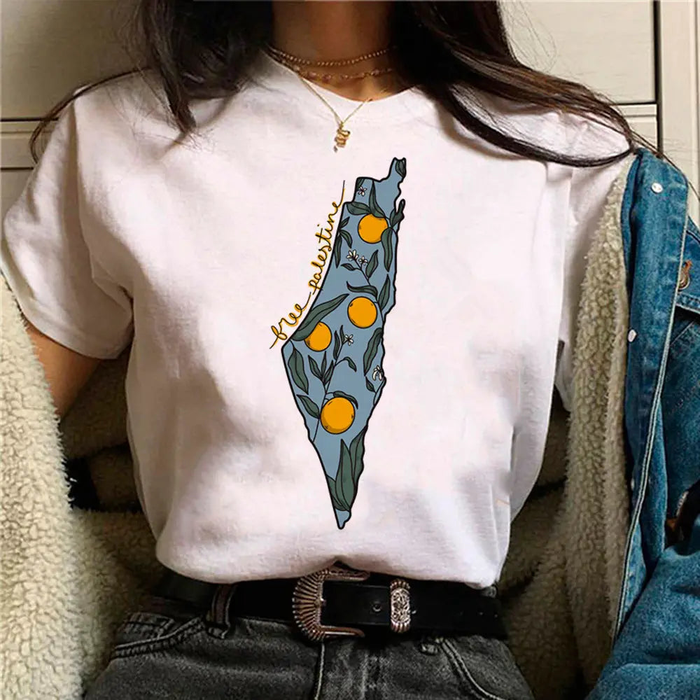 Palestine T-shirts Women Comic Japanese Tshirt Female Funny - Nadastore -Palestine T-shirts Women Comic Japanese Tshirt Female Funny