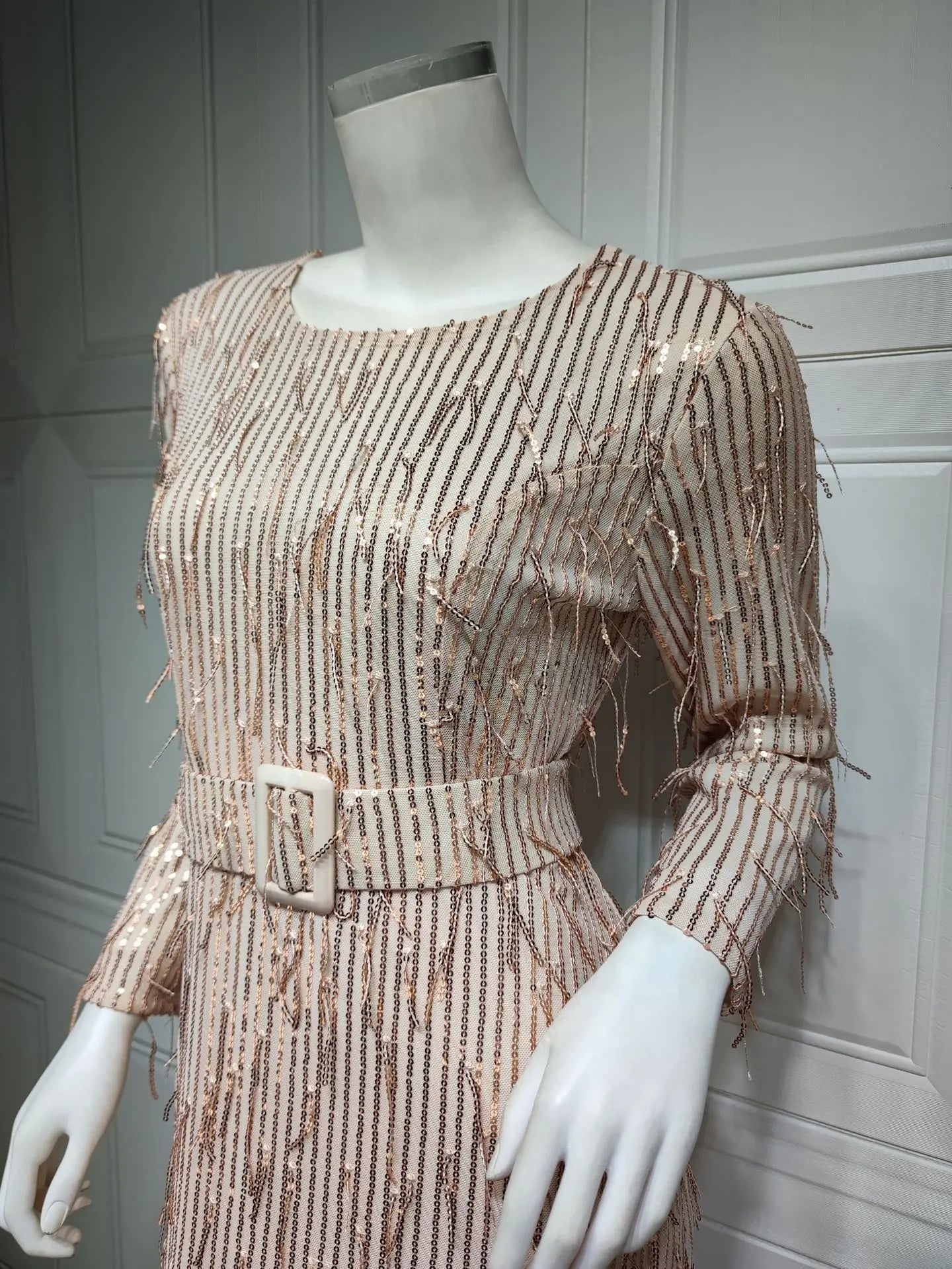 Sequin Tassels Slim-fit Dress Muslim Dress null
