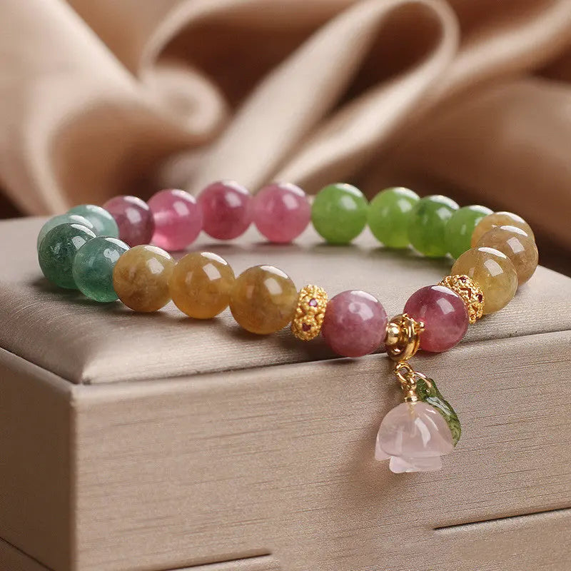 Color Tourmaline Jade Bracelet For Women Special Interest Light Luxury null