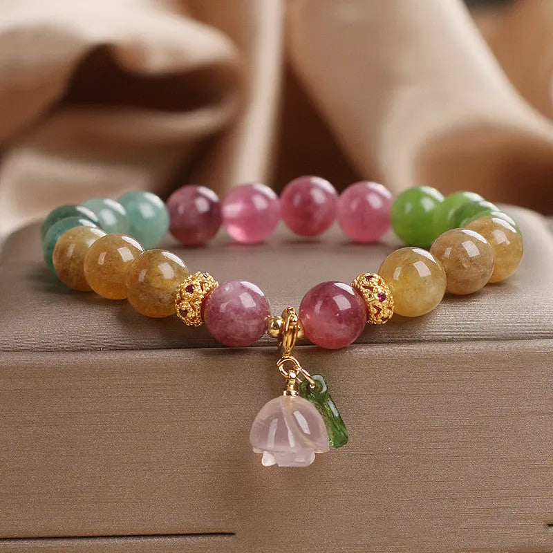 Color Tourmaline Jade Bracelet For Women Special Interest Light Luxury null