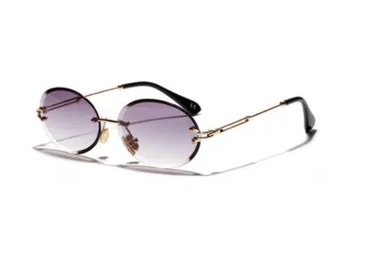 Women Oval crystal glasses eye ear ladies Rimless null