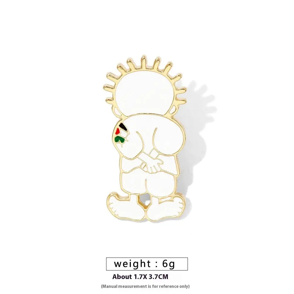 Free Palestine Flag Brooch Gold Badge Clothes Accessories Pin null