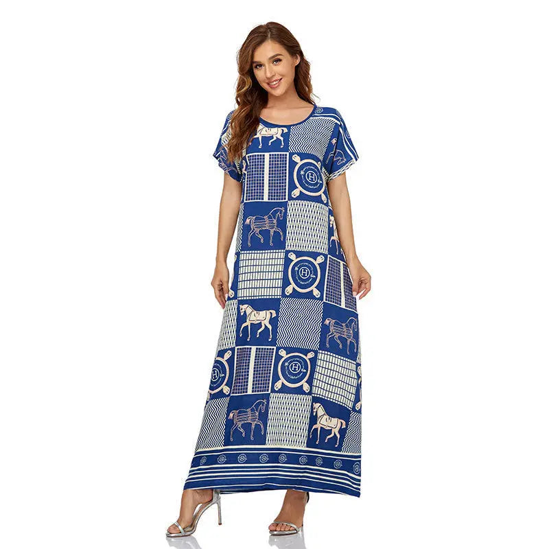 Muslim Women's Dress Short Sleeve Loose Hem null