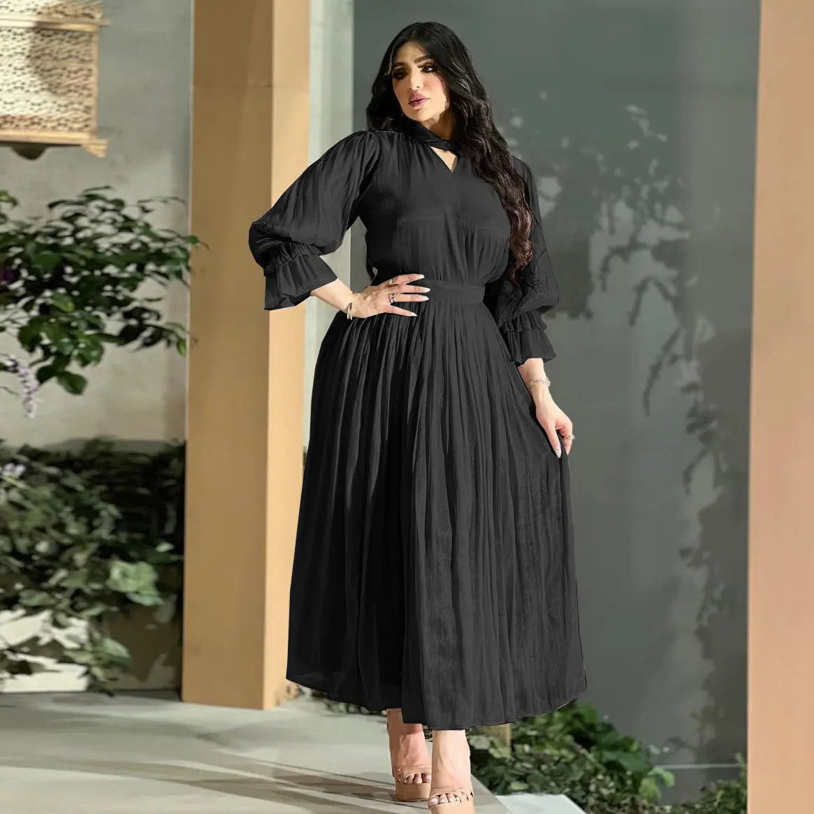 Fashionable Muslim Women's Bright Silk Satin Dress null