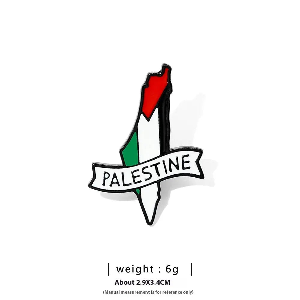 Free Palestine Flag Brooch Gold Badge Clothes Accessories Pin null