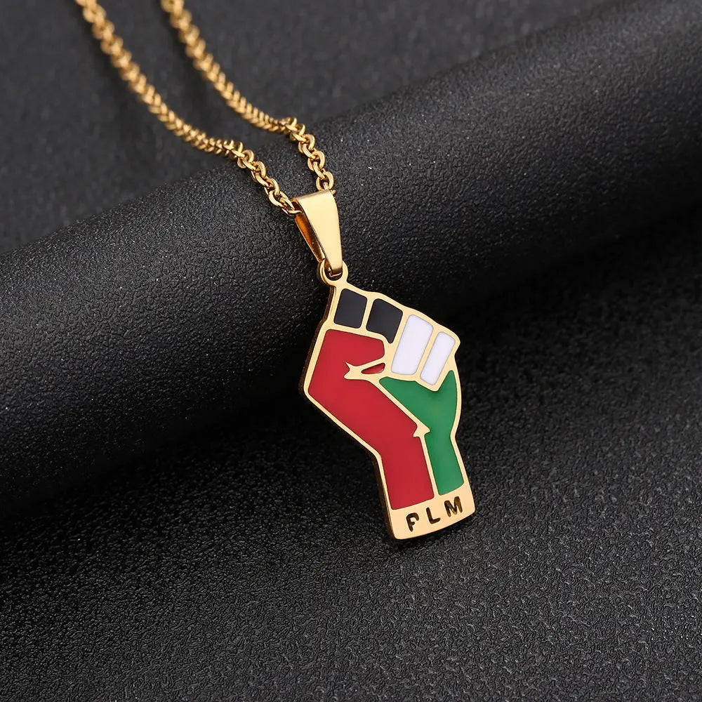 Stainless Steel Palestine Map Pendant Necklace null