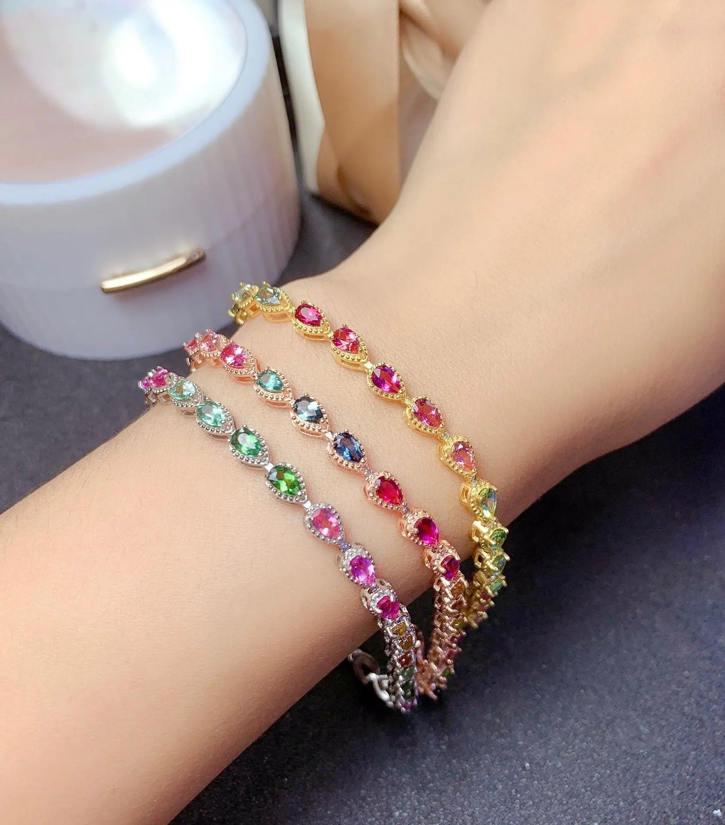 Women's Natural Candy Color Tourmaline Bracelet null