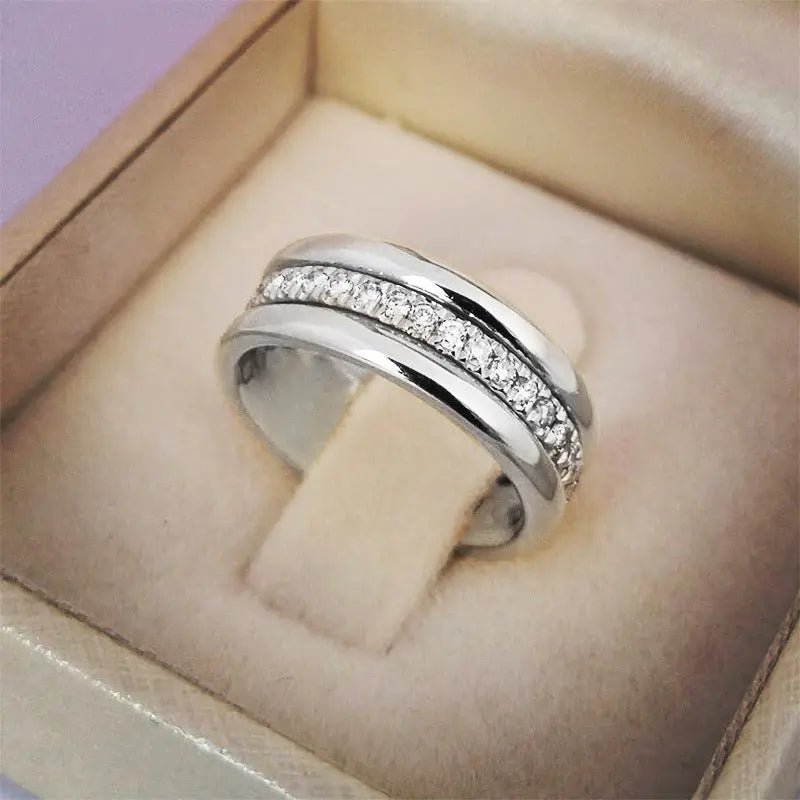 Simple Golden Sliver Rhinestones Ring Copper Plated RIngs Fashion Jewellery null