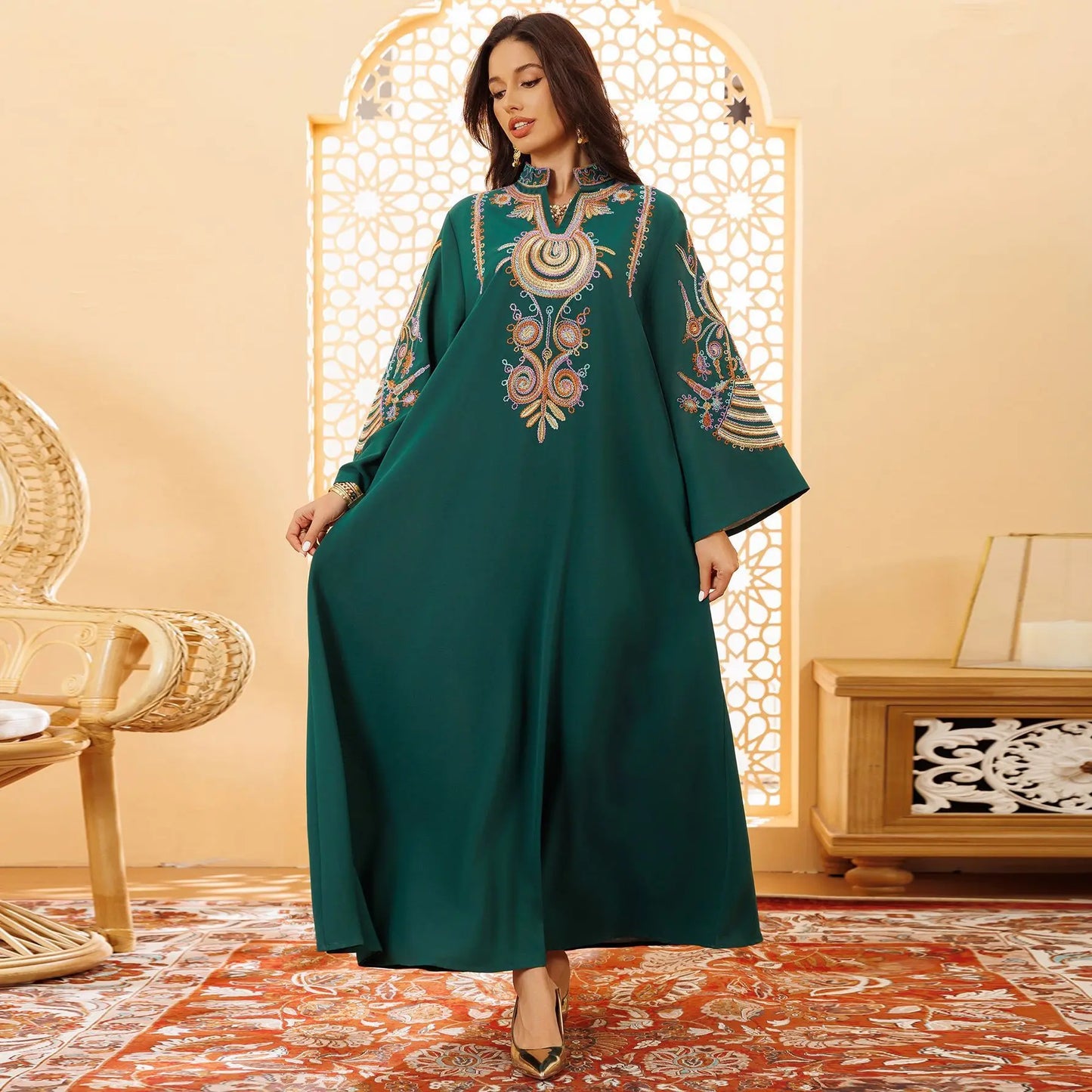 Women's Embroidered Rope Embroidered Muslim Pullover Dress null