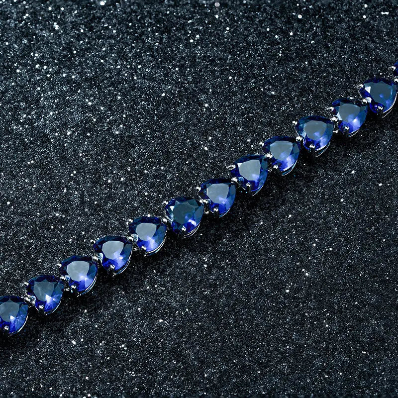 Blue Heart-shaped Zircon Bracelet Light Luxury null