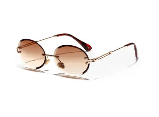 Women Oval crystal glasses eye ear ladies Rimless null