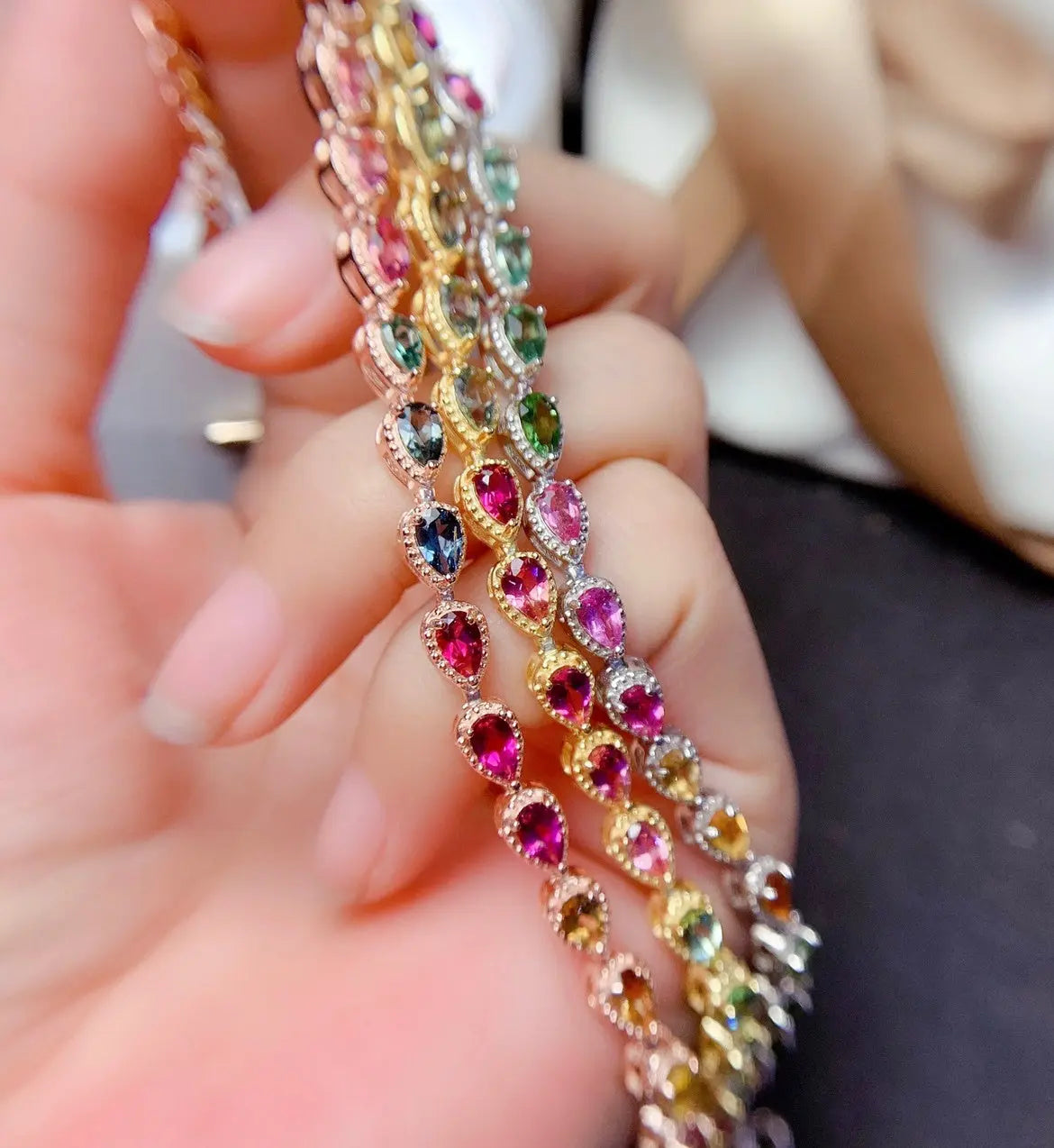 Women's Natural Candy Color Tourmaline Bracelet null