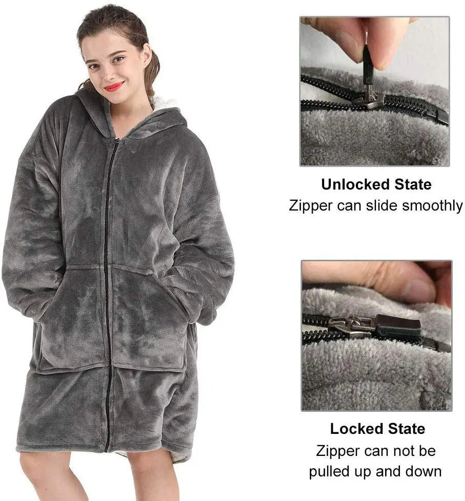 Long sleeve pocket zipper tv TV blanket casual sweater null