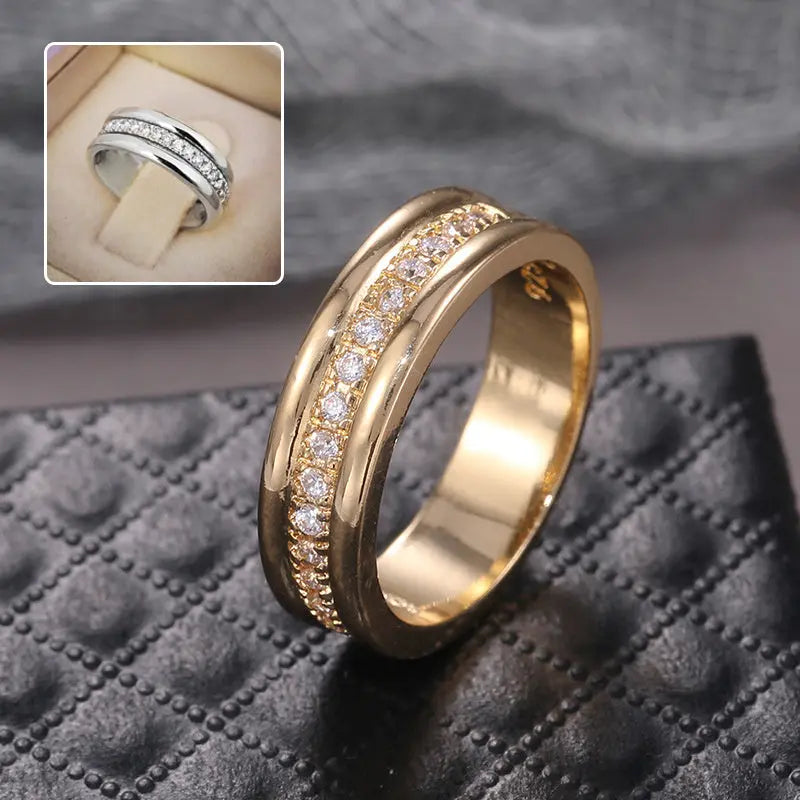 Simple Golden Sliver Rhinestones Ring Copper Plated RIngs Fashion Jewellery null