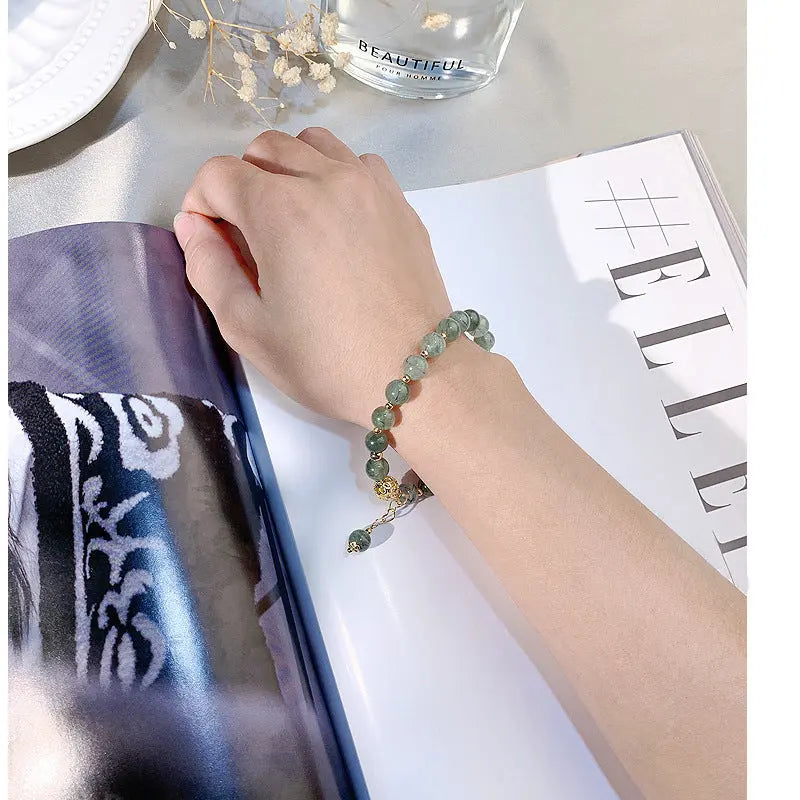 Tassel Light Luxury Green Hair Crystal Bracelet null