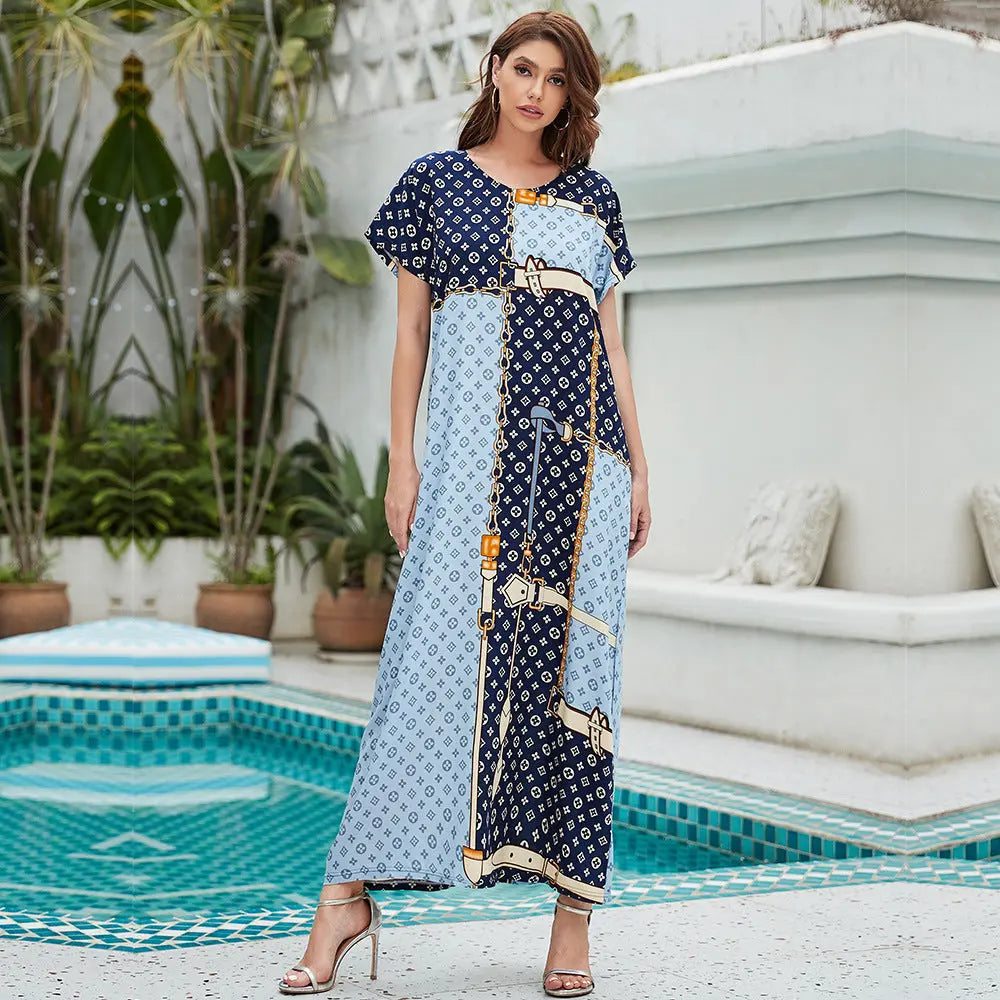 Muslim Women's Dress Short Sleeve Loose Hem null