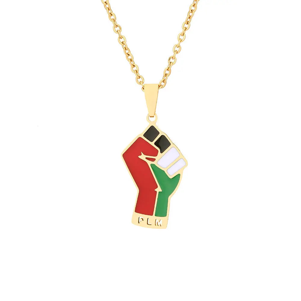 Stainless Steel Palestine Map Pendant Necklace null