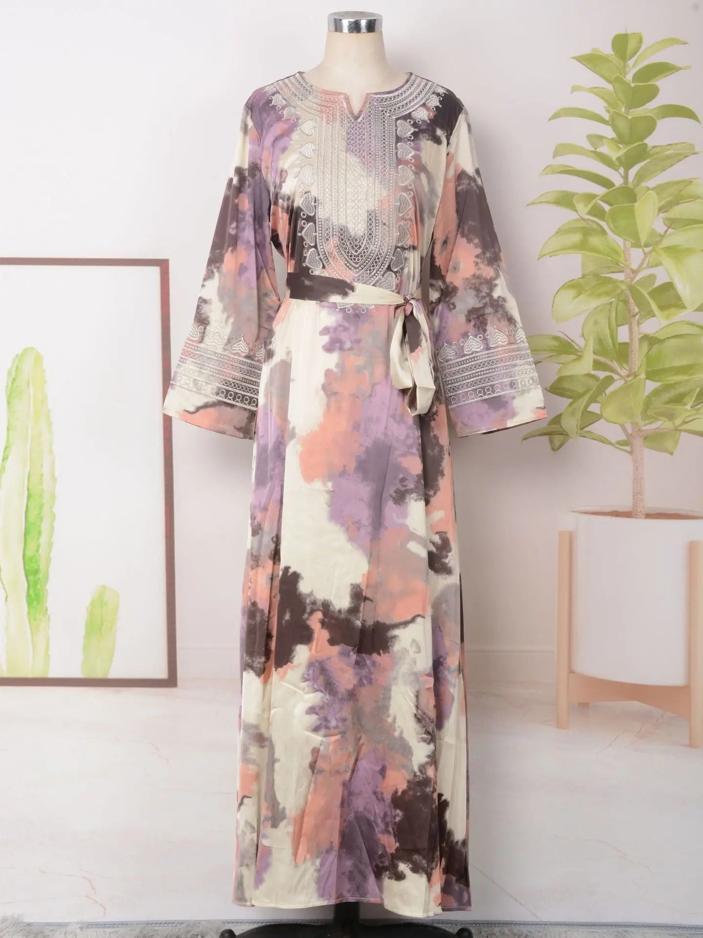 Women's Printed Embroidered Large Swing Muslim Dress null