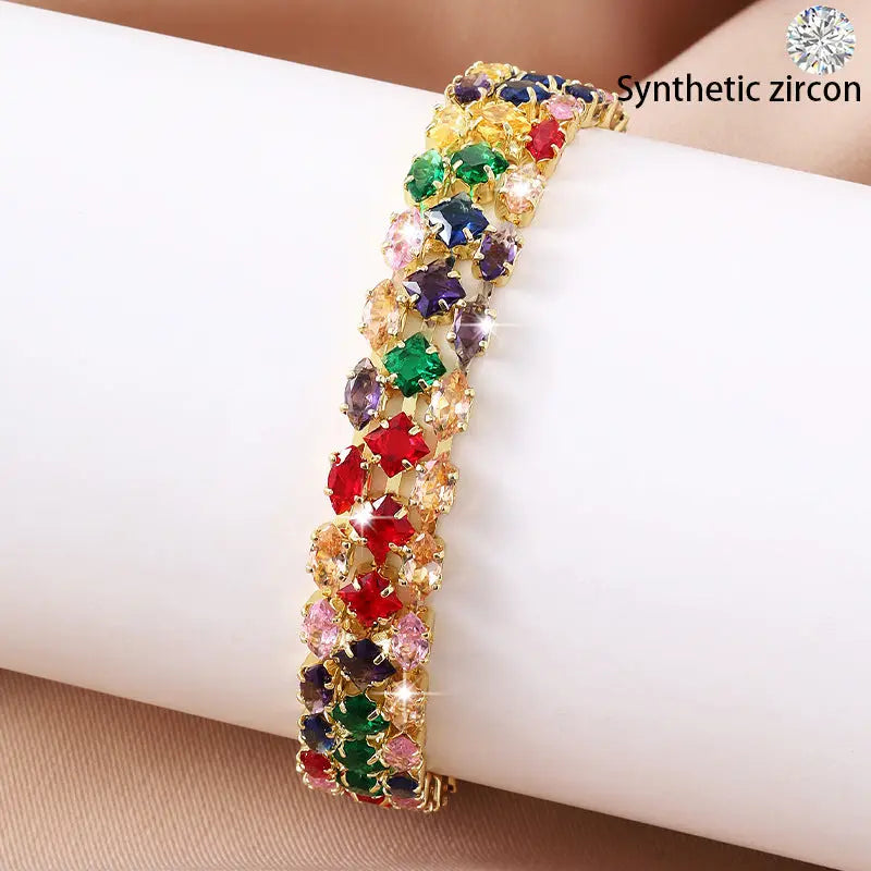 Double-row Color Light Luxury Adjustable Bracelet null