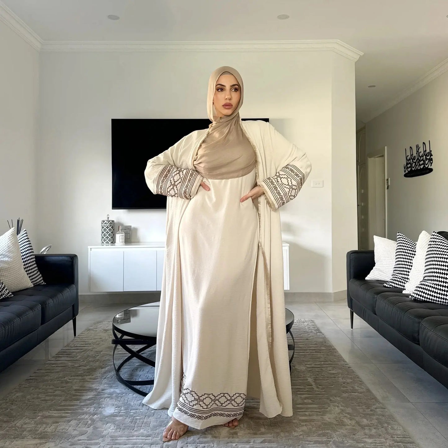 Fringe Cardigan Robe Muslim Dress null