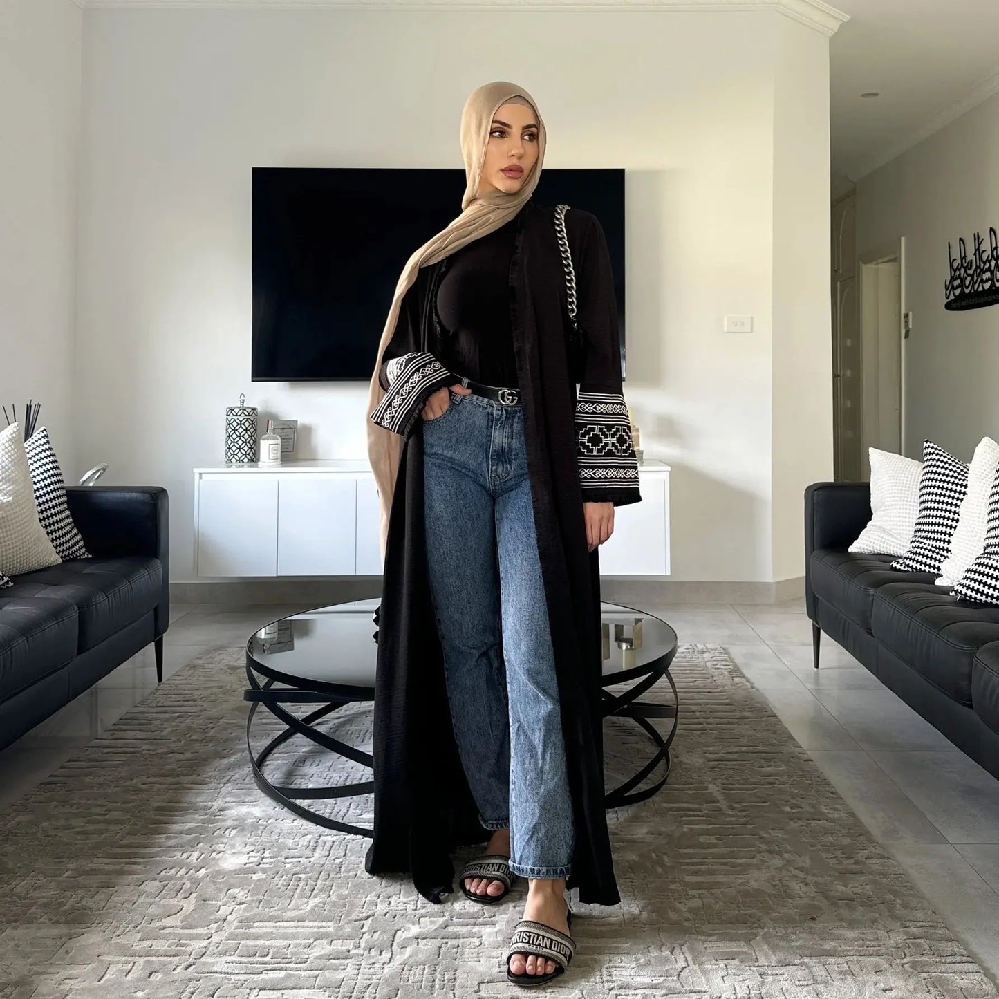 Fringe Cardigan Robe Muslim Dress null