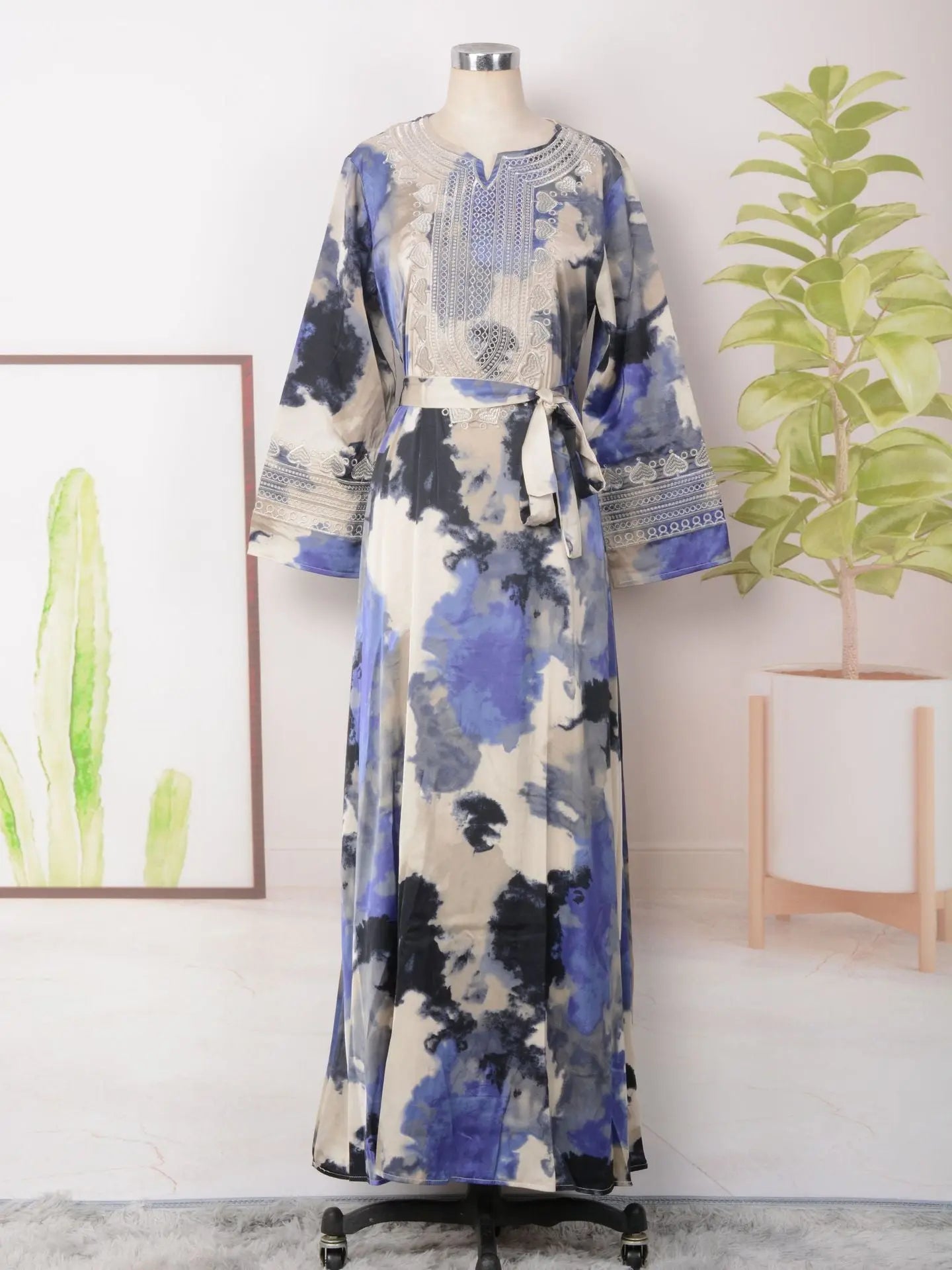 Women's Printed Embroidered Large Swing Muslim Dress null